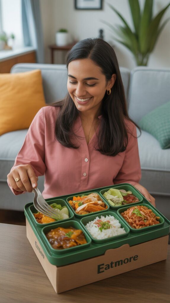 a happy customer opening a neatly packed cjop3raysm2v6vhofp4j6a lnwfakvutiu9igi8748hbq