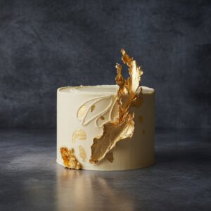 luxury gold leaf art cake – minimalist & glamorous