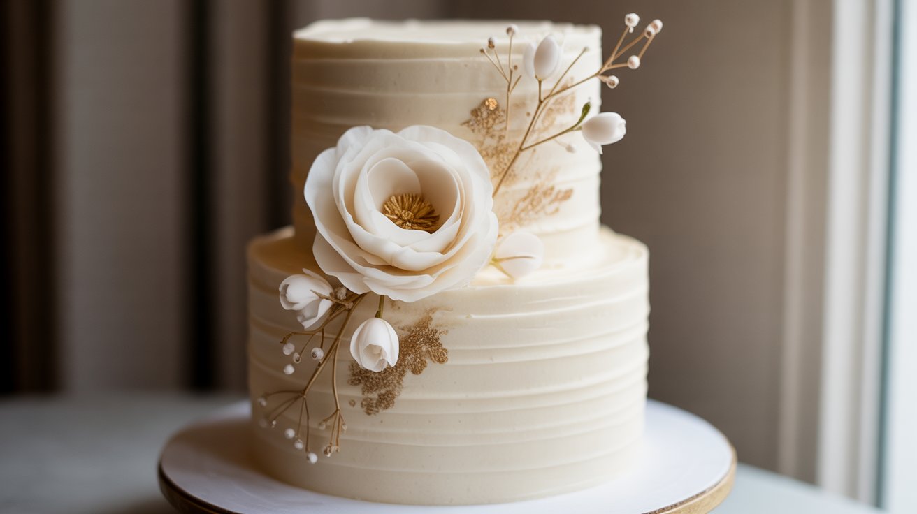 elegant ivory wedding cake – gold leaf & sugar flowers elegant ivory wedding cake – gold leaf & sugar flowers