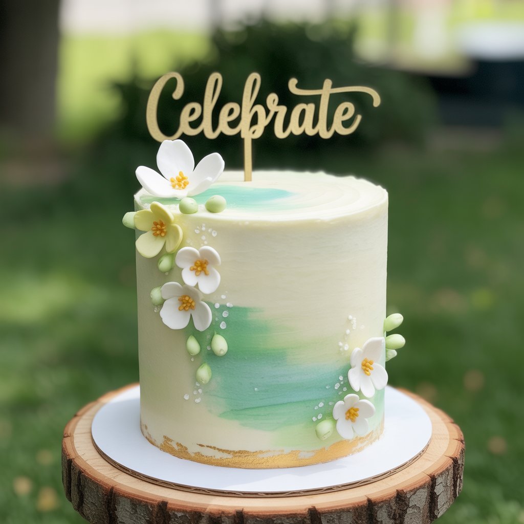 spring watercolor celebrate cake β floral & gold accents spring watercolor celebrate cake β floral & gold accents