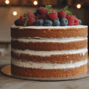 rustic naked berry cake β fresh strawberries & blueberries