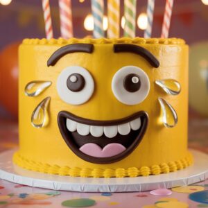 Home emoji laughing cake | yellow fun birthday cake | eatmore