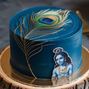 krishna janmashtami cake | blue & gold peacock design | eatmore