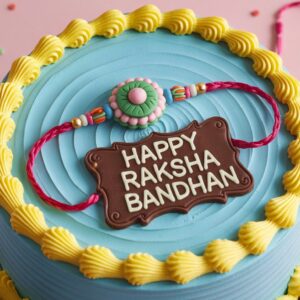 raksha bandhan cake | blue & yellow festive design | eatmore